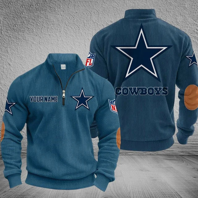 [SPECIAL OFFER] NEW CUSTOMIZED NFL21 DCB DALLAS COWBOYS MULTICOLOR STRIPED QUATER ZIP SWEATSHIRT