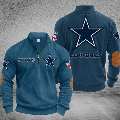 [SPECIAL OFFER] NEW CUSTOMIZED NFL21 DCB DALLAS COWBOYS MULTICOLOR STRIPED QUATER ZIP SWEATSHIRT