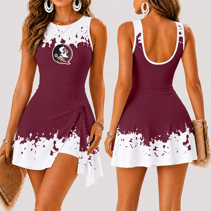 [FAN FAVORITE] NEW CUSTOMIZED NCAA FBS21 FLS FLORIDA STATE SEMINOLES WOMEN'S SUMMER SKORT DRESS