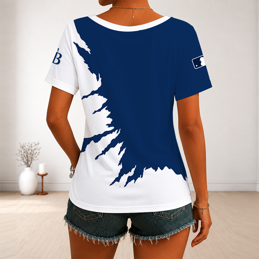 [FLASH SALE] NEW CUSTOMIZED MLB21 TBR TAMPA BAY RAYS V-NECK FEMALE SHIRT