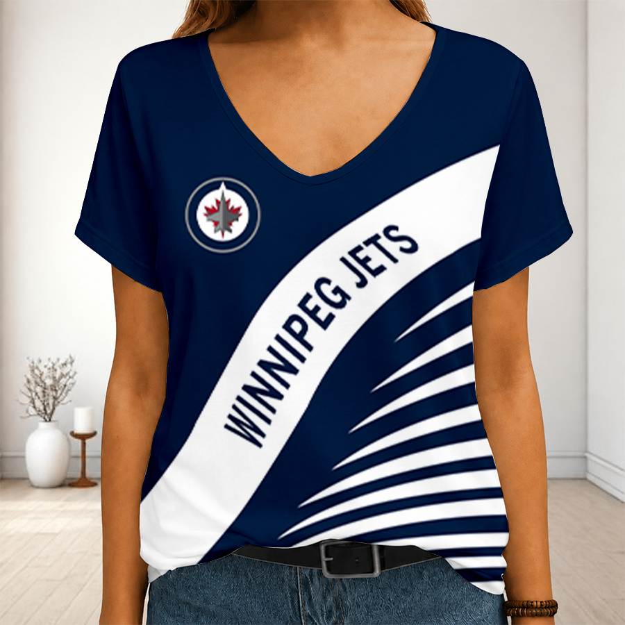 [SUPER SALE] NEW CUSTOMIZED NHL21 WPJ WINNIPEG JETS V-NECK FEMALE SHIRT