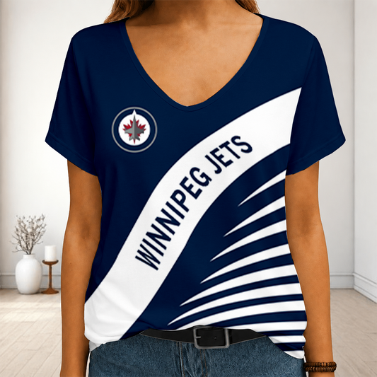 [SUPER SALE] NEW CUSTOMIZED NHL21 WPJ WINNIPEG JETS V-NECK FEMALE SHIRT