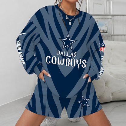[SPECIAL OFFER] NEW CUSTOMIZED NFL21 DCB DALLAS COWBOYS UNISEX SWEATSHIRT & SHORTS SET