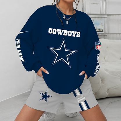 [SPECIAL OFFER] NEW CUSTOMIZED NFL21 DCB DALLAS COWBOYS UNISEX SWEATSHIRT & SHORTS SET