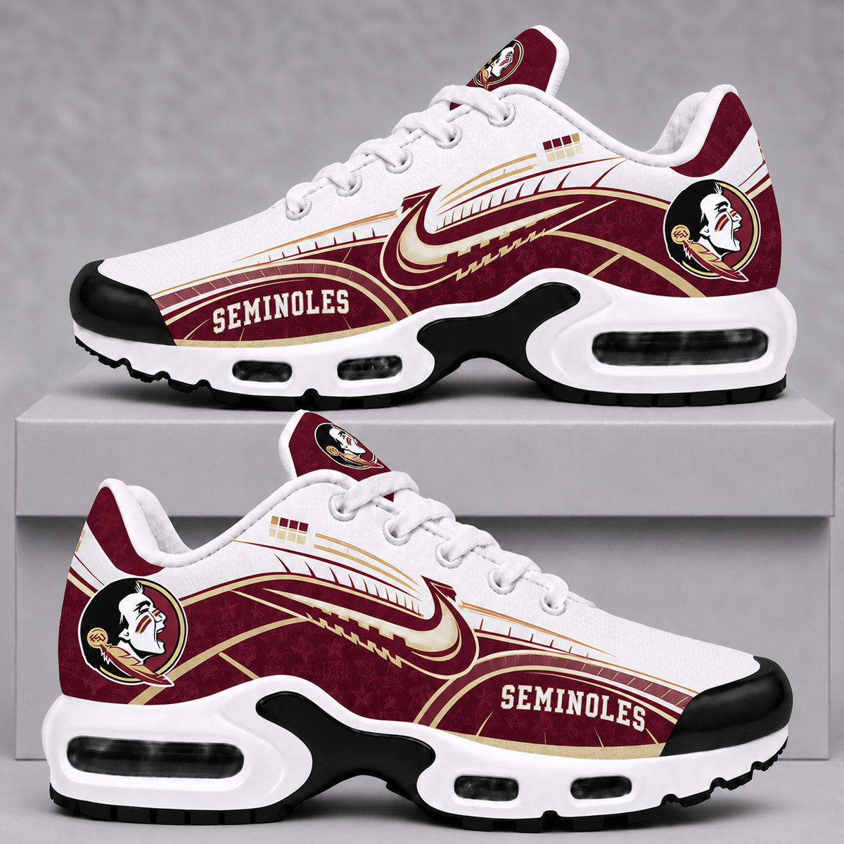 [FAN FAVORITE] NEW CUSTOMIZED NCAA FBS21 FLS FLORIDA STATE SEMINOLES AIR MAX PLUS SNEAKERS