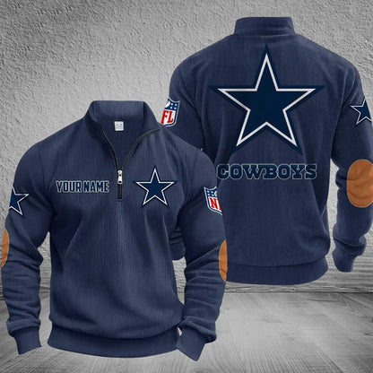 [SPECIAL OFFER] NEW CUSTOMIZED NFL21 DCB DALLAS COWBOYS MULTICOLOR STRIPED QUATER ZIP SWEATSHIRT