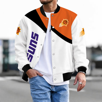 [HOT DEAL] NEW CUSTOMIZED NBA21 PSU PHOENIX SUNS BASEBALL JACKET, SATIN VARSITY JACKET