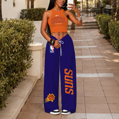 [HOT DEAL] NEW CUSTOMIZED NBA21 PSU PHOENIX SUNS'S CROP TOP & LONGPANTS SET