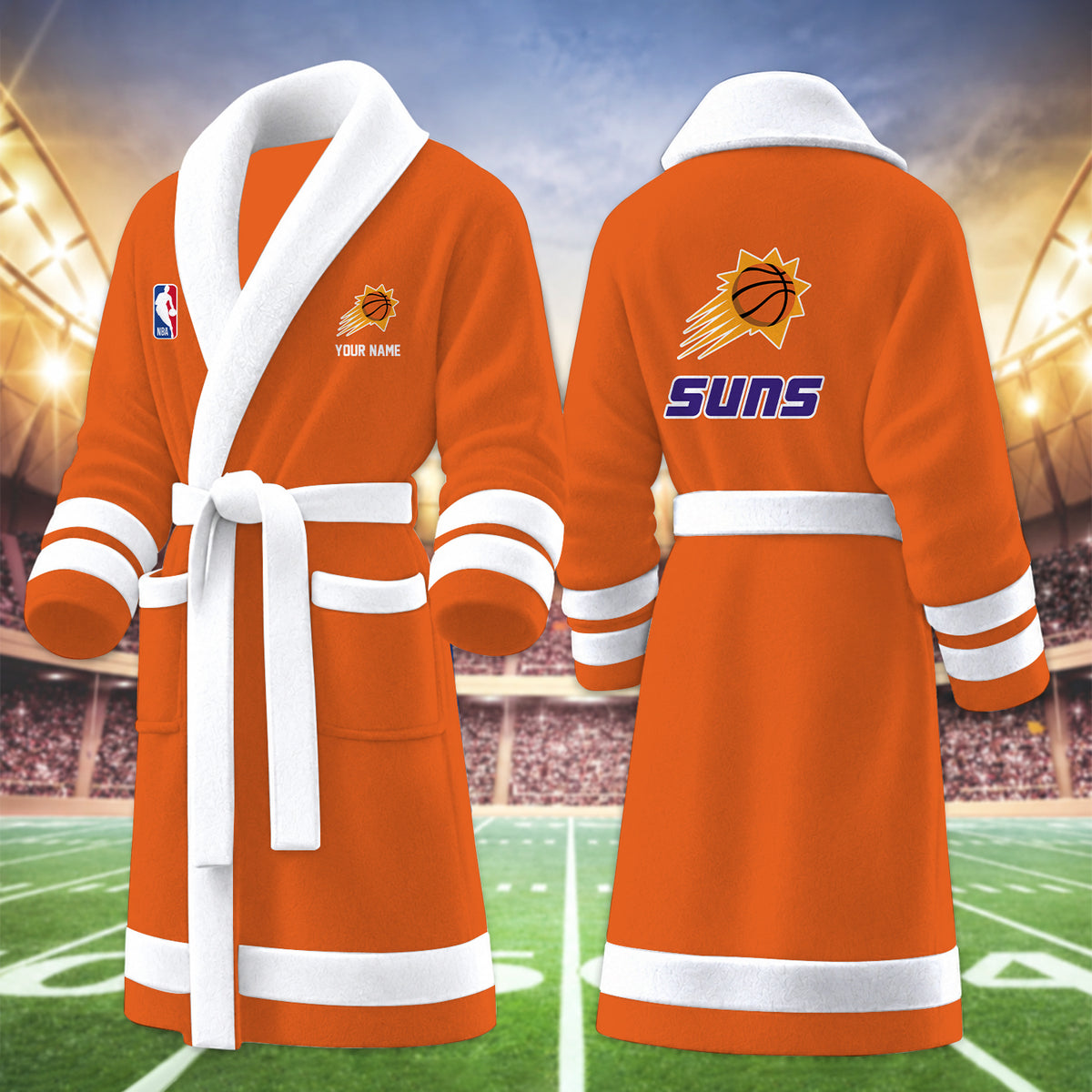 [HOT DEAL] NEW CUSTOMIZED NBA21 PSU PHOENIX SUNS MULTICOLOR FLEECE BATHROBE