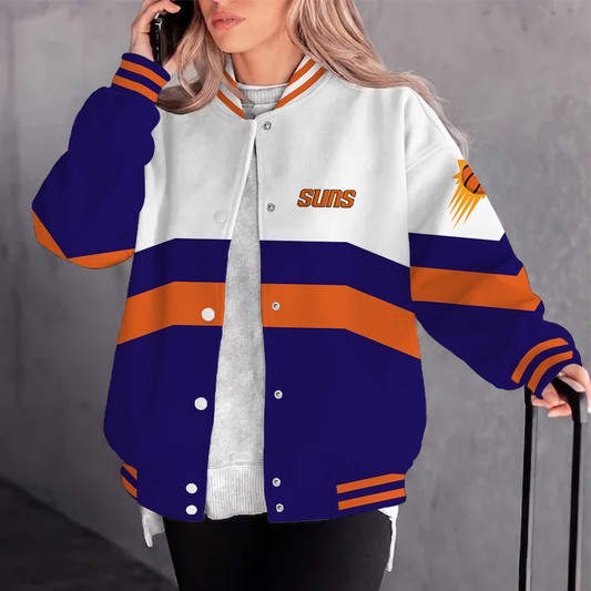 [HOT DEAL] NEW CUSTOMIZED NBA21 PSU PHOENIX SUNS BASEBALL JACKET, SATIN VARSITY JACKET