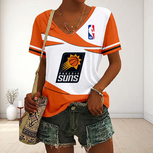 [HOT DEAL] NEW CUSTOMIZED NBA21 PSU PHOENIX SUNS V-NECK FEMALE SHIRT