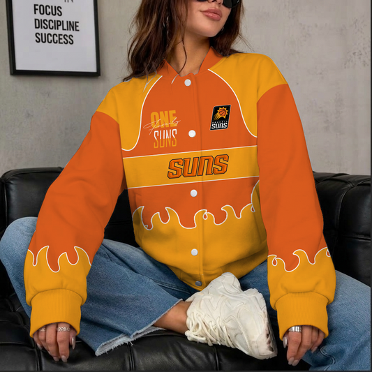 [HOT DEAL] NEW CUSTOMIZED NBA21 PSU PHOENIX SUNS BASEBALL JACKET, SATIN VARSITY JACKET