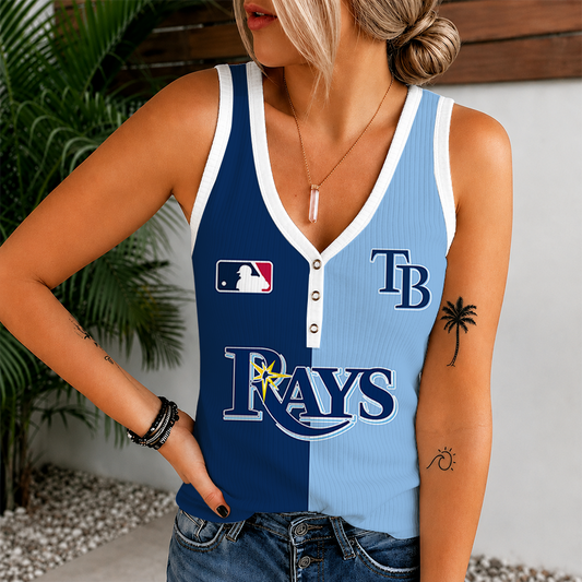 [FLASH SALE] NEW CUSTOMIZED MLB21 TBR TAMPA BAY RAYS WOMEN'S V-NECK TANK TOP