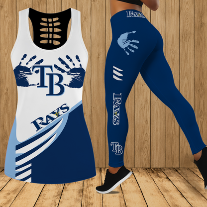 [FLASH SALE] NEW CUSTOMIZED MLB21 TBR TAMPA BAY RAYS HOLLOW TANK TOP & LEGGINGS SET