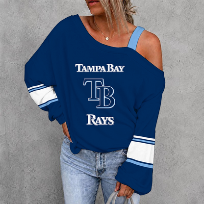 [FLASH SALE] NEW CUSTOMIZED MLB21 TBR TAMPA BAY RAYS DROP SHOULDER SWEATSHIRT