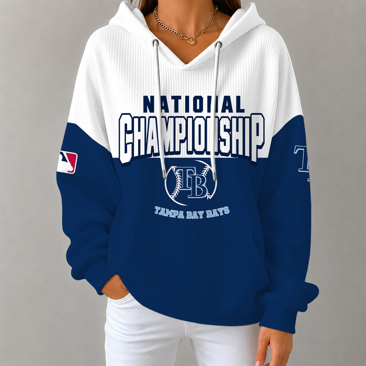 [FLASH SALE] NEW CUSTOMIZED MLB21 TBR TAMPA BAY RAYS RIBBED HOODIE & SWEATSHIRT