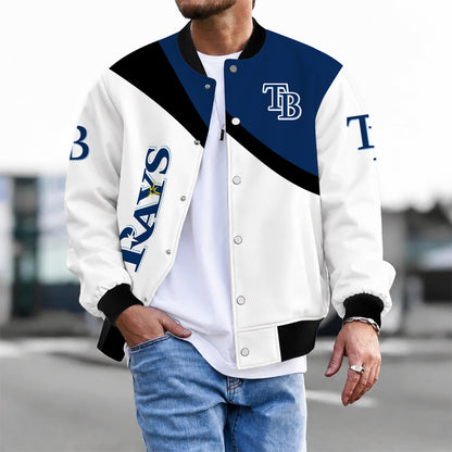 [FLASH SALE] NEW CUSTOMIZED MLB21 TBR TAMPA BAY RAYS SATIN VARSITY & BASEBALL JACKET