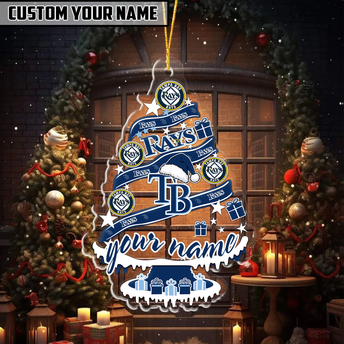 [FLASH SALE] NEW CUSTOMIZED MLB21 TBR TAMPA BAY RAYS CHRISTMAS ACRYLIC ORNAMENT