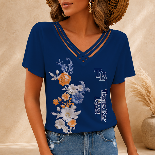 [FLASH SALE] NEW CUSTOMIZED MLB21 TBR TAMPA BAY RAYS V-NECK SHIRT