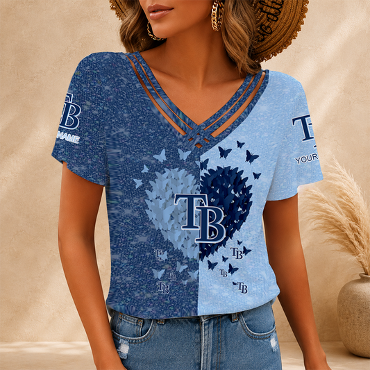 [FLASH SALE] NEW CUSTOMIZED MLB21 TBR TAMPA BAY RAYS V-NECK SHIRT