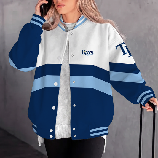 [FLASH SALE] NEW CUSTOMIZED MLB21 TBR TAMPA BAY RAYS SATIN VARSITY & BASEBALL JACKET