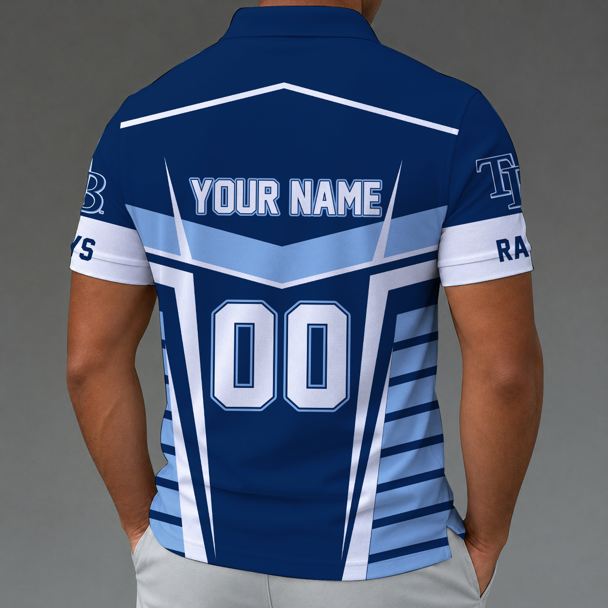 [FLASH SALE] NEW CUSTOMIZED MLB21 TBR TAMPA BAY RAYS ZIP POLO SHIRT