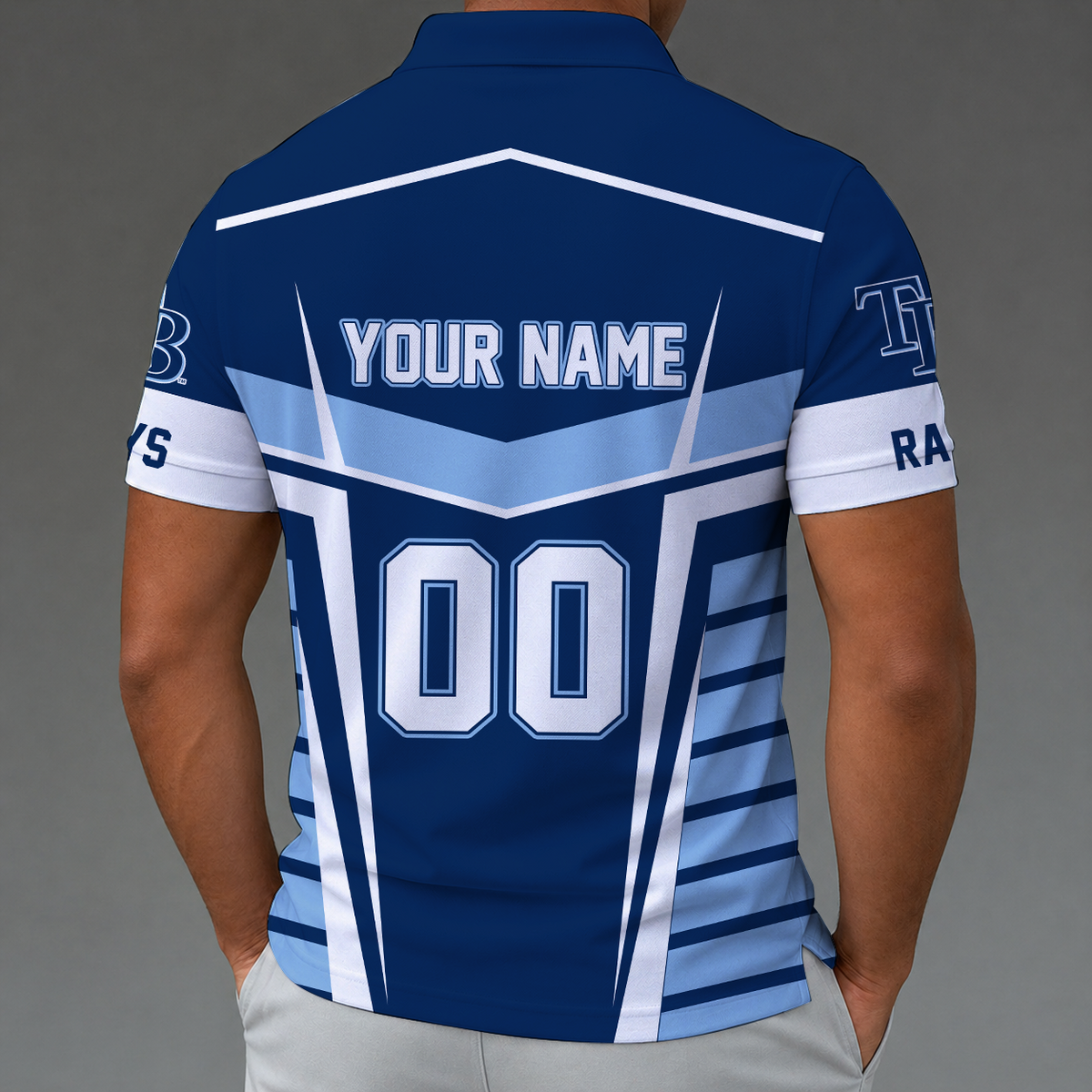 [FLASH SALE] NEW CUSTOMIZED MLB21 TBR TAMPA BAY RAYS ZIP POLO SHIRT