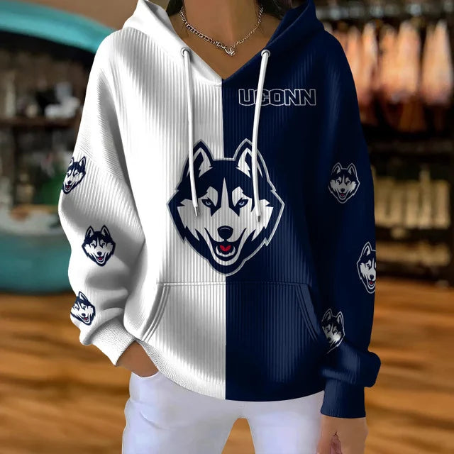 [FAN FAVORITE] NEW CUSTOMIZED NCAA MAM21 UCH UCONN HUSKIES STRAPPY RIBBED HOODIE & SWEATSHIRT