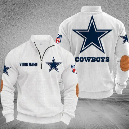 [SPECIAL OFFER] NEW CUSTOMIZED NFL21 DCB DALLAS COWBOYS MULTICOLOR STRIPED QUATER ZIP SWEATSHIRT