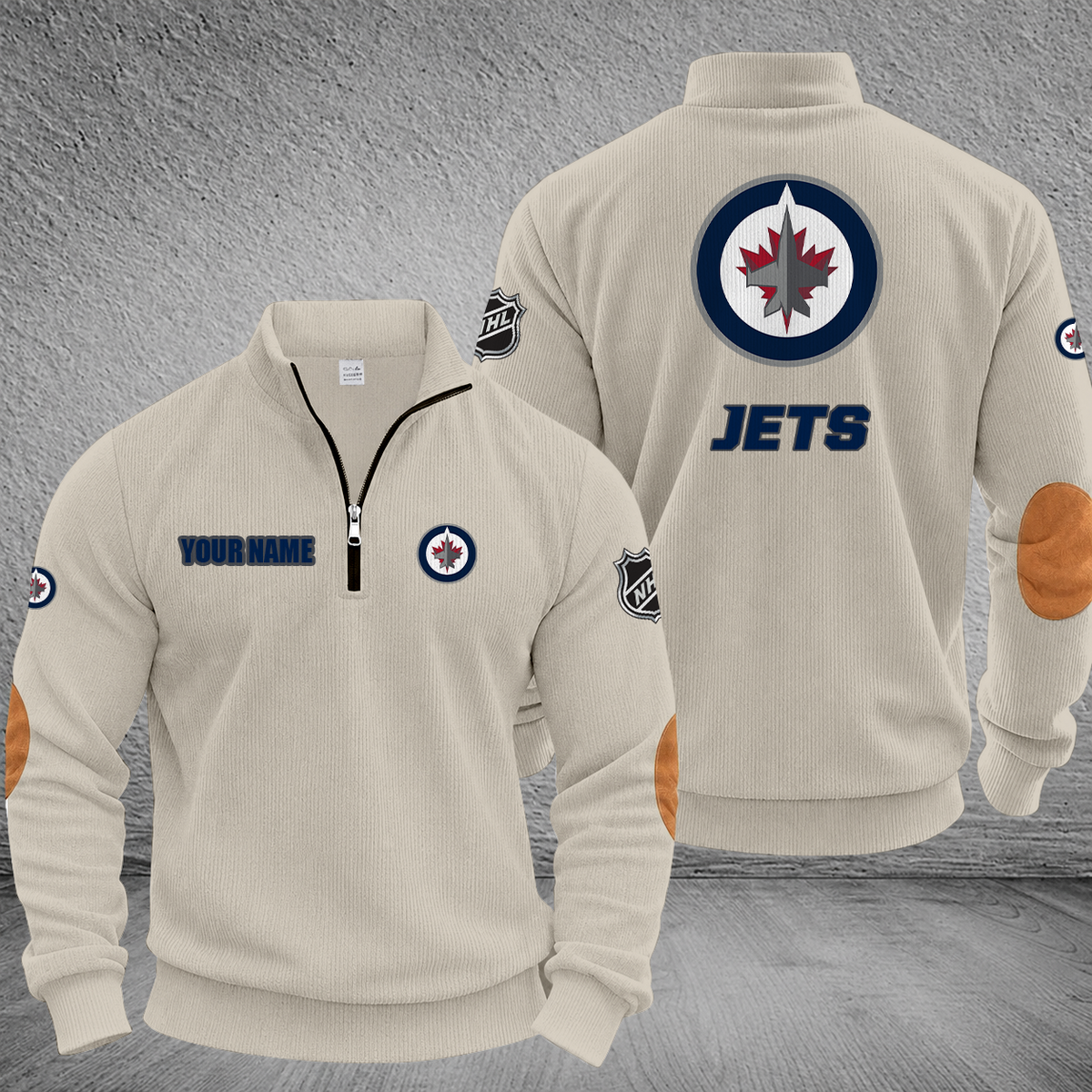 [SUPER SALE] NEW CUSTOMIZED NHL21 WPJ WINNIPEG JETS MULTICOLOR STRIPED QUATER ZIP SWEATSHIRT