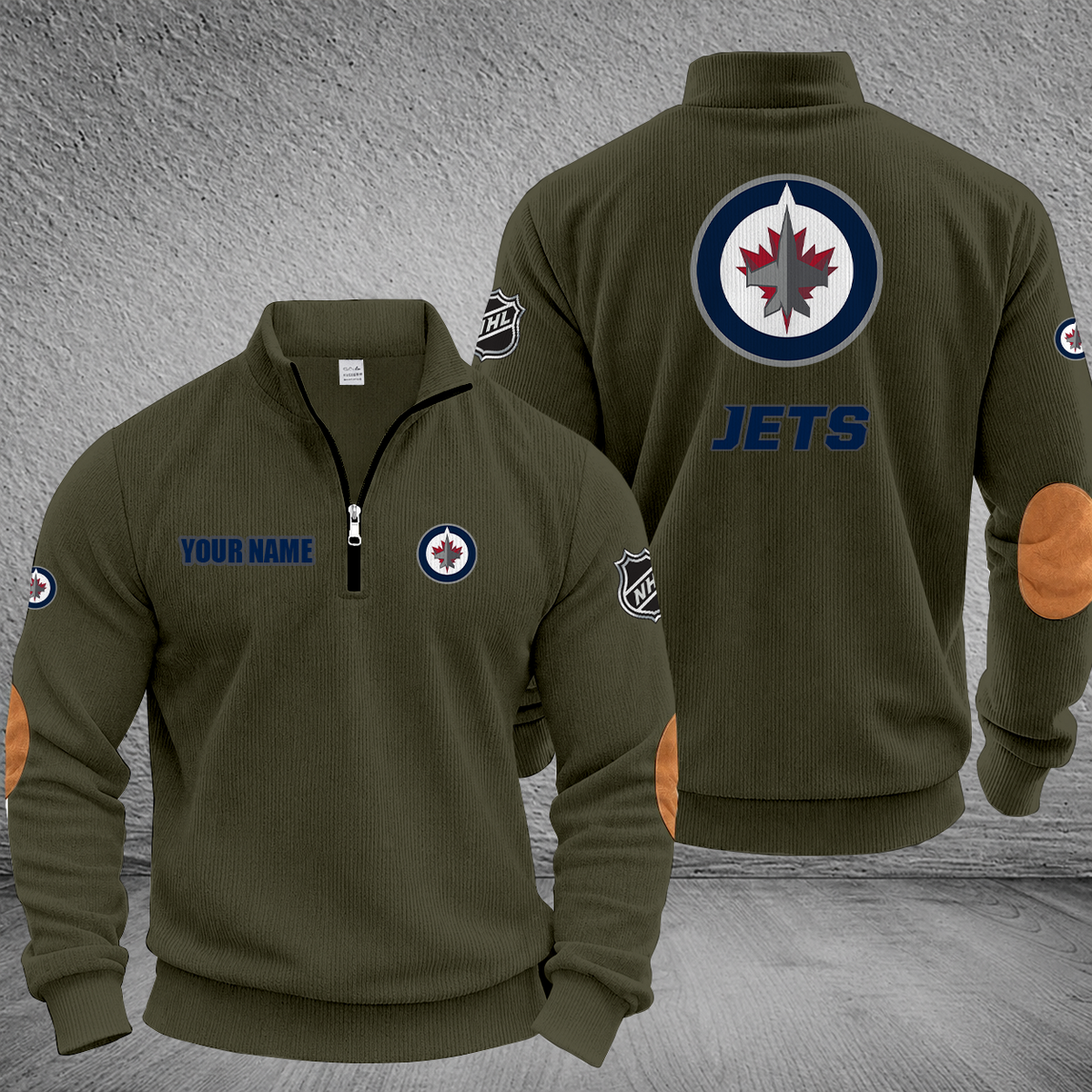 [SUPER SALE] NEW CUSTOMIZED NHL21 WPJ WINNIPEG JETS MULTICOLOR STRIPED QUATER ZIP SWEATSHIRT