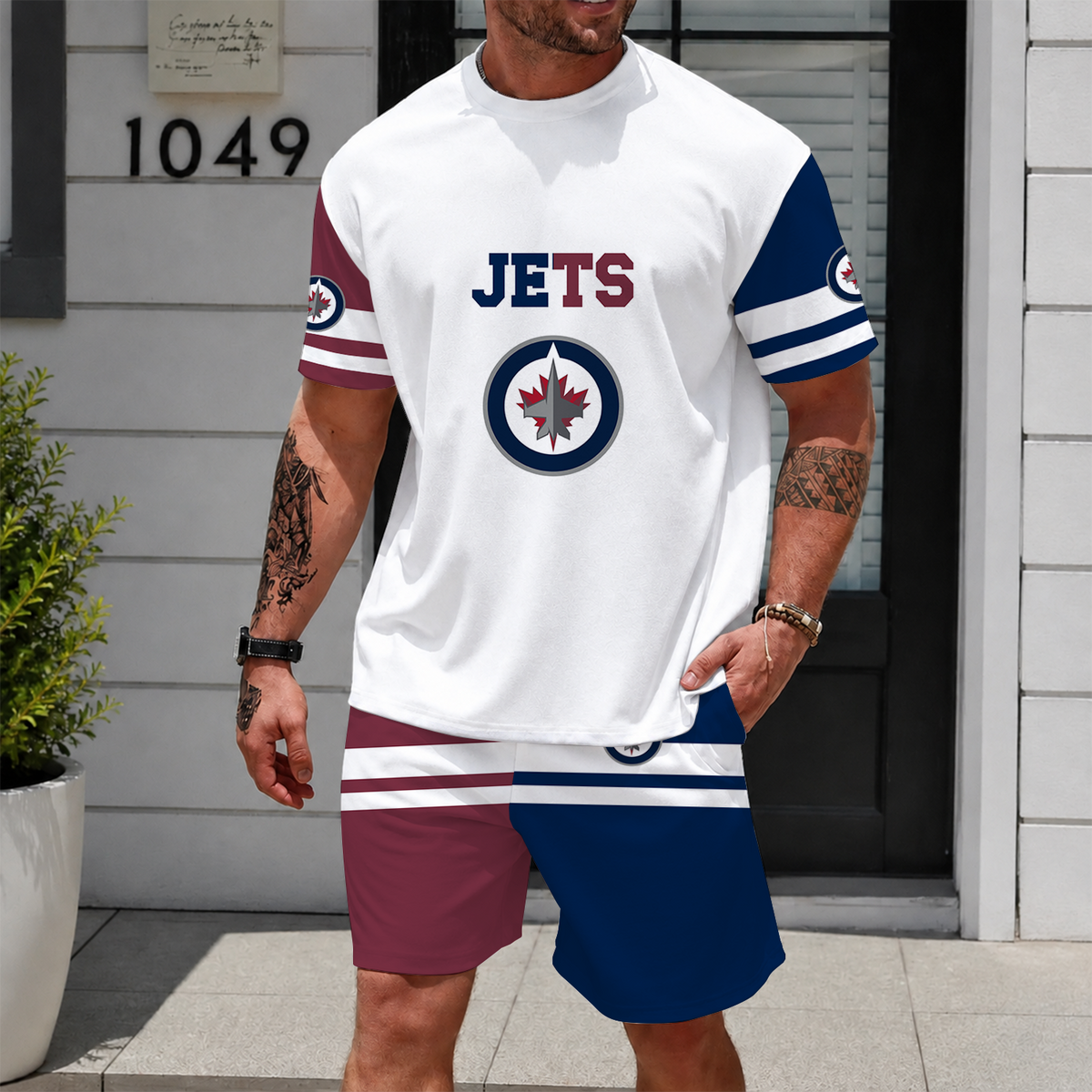 [SUPER SALE] NEW CUSTOMIZED NHL21 WPJ WINNIPEG JETS UNISEX T-SHIRT & SHORTS SET