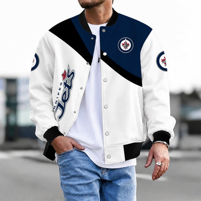 [SUPER SALE] NEW CUSTOMIZED NHL21 WPJ WINNIPEG JETS SATIN VARSITY JACKET & BASEBALL JACKET