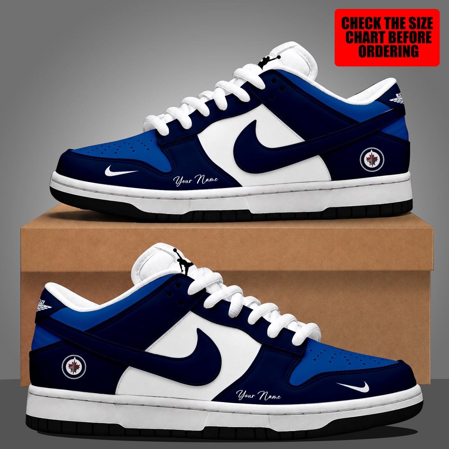 [SUPER SALE] NEW CUSTOMIZED NHL21 WPJ WINNIPEG JETS DUNK LOW SHOES