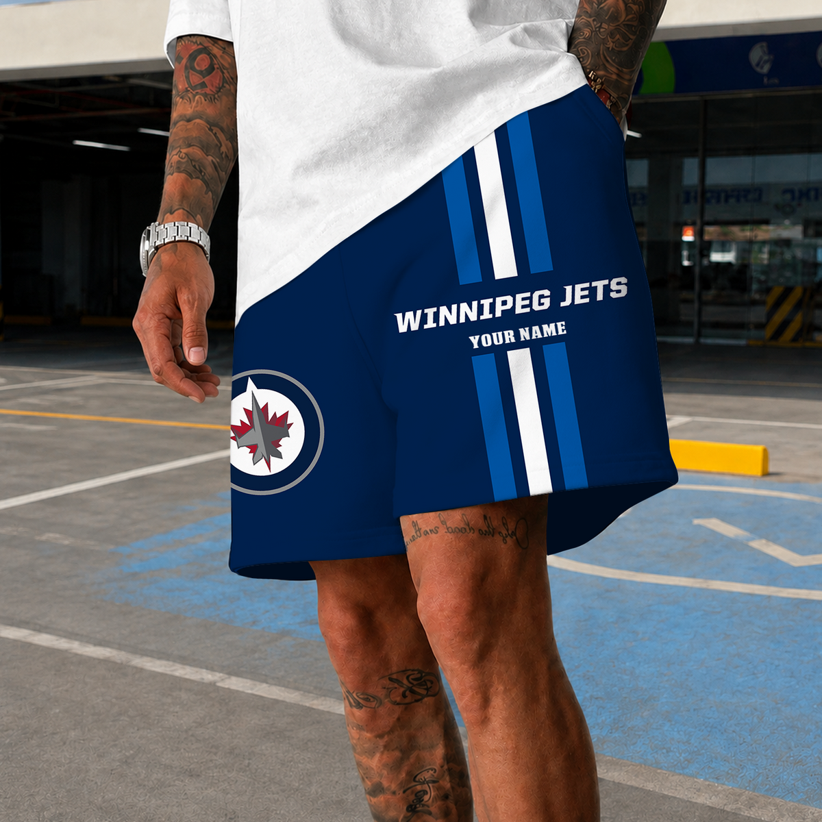 [SUPER SALE] NEW CUSTOMIZED NHL21 WPJ WINNIPEG JETS SHORT PANTS