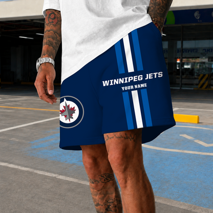 [SUPER SALE] NEW CUSTOMIZED NHL21 WPJ WINNIPEG JETS SHORT PANTS