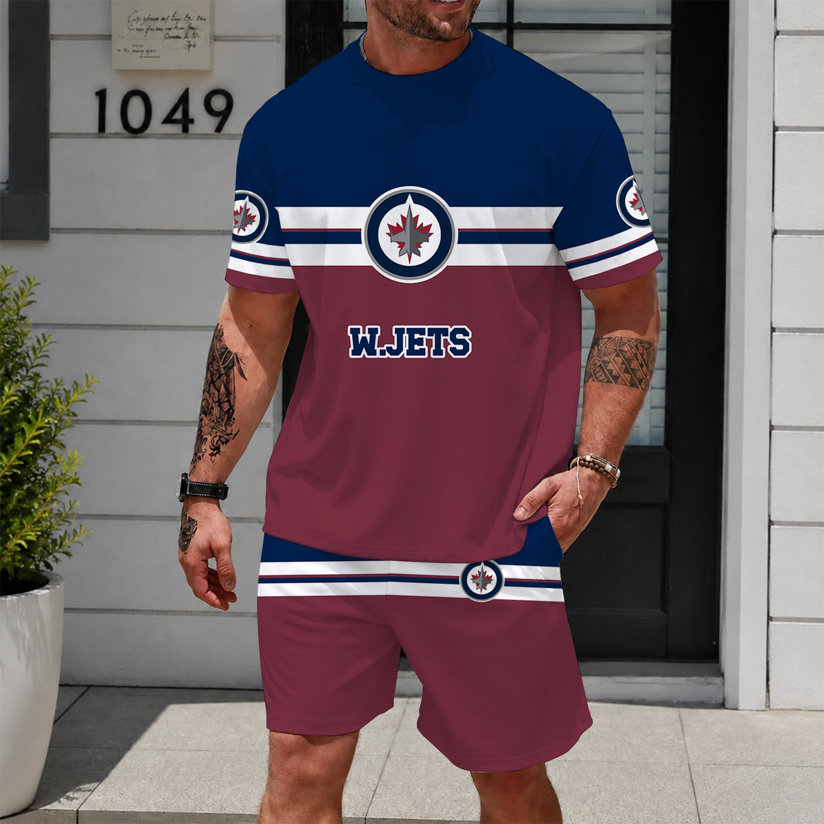 [SUPER SALE] NEW CUSTOMIZED NHL21 WPJ WINNIPEG JETS UNISEX T-SHIRT & SHORTS SET