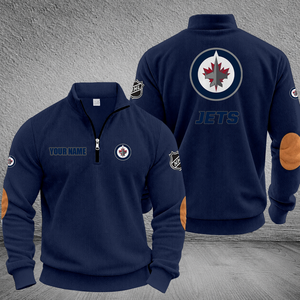 [SUPER SALE] NEW CUSTOMIZED NHL21 WPJ WINNIPEG JETS MULTICOLOR STRIPED QUATER ZIP SWEATSHIRT