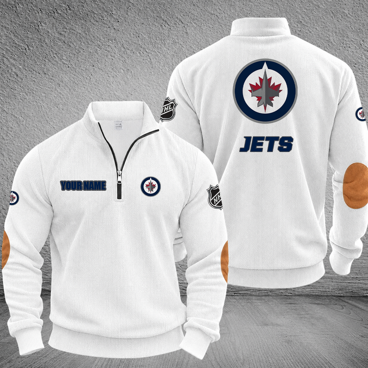 [SUPER SALE] NEW CUSTOMIZED NHL21 WPJ WINNIPEG JETS MULTICOLOR STRIPED QUATER ZIP SWEATSHIRT