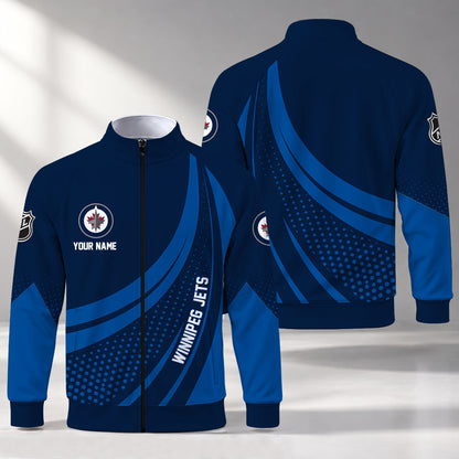 [SUPER SALE] NEW CUSTOMIZED NHL21 WPJ WINNIPEG JETS STAND COLLAR JACKET