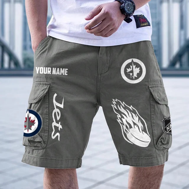 [SUPER SALE] NEW CUSTOMIZED NHL21 WPJ WINNIPEG JETS CARGO SHORTS