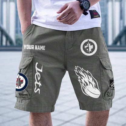 [SUPER SALE] NEW CUSTOMIZED NHL21 WPJ WINNIPEG JETS CARGO SHORTS