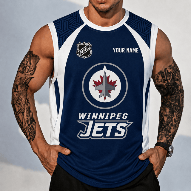 [SUPER SALE] NEW CUSTOMIZED NHL21 WPJ WINNIPEG JETS TANK TOP & GYM SHIRT