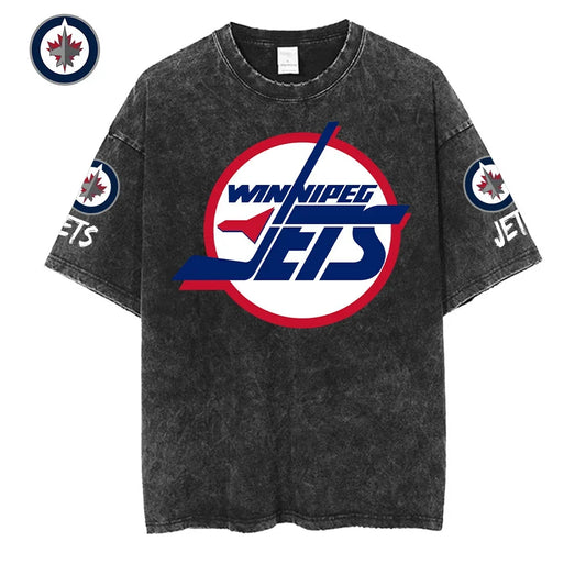 [SUPER SALE] NEW CUSTOMIZED NHL21 WPJ WINNIPEG JETS MULTICOLOR WASHED TEE