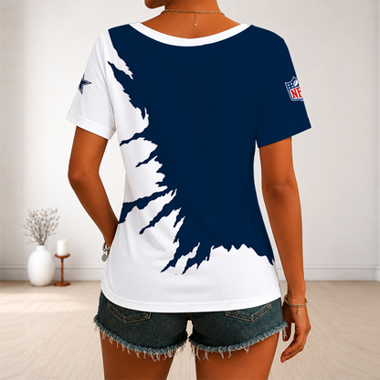 [SPECIAL OFFER] NEW CUSTOMIZED NFL21 DCB DALLAS COWBOYS V-NECK FEMALE SHIRT
