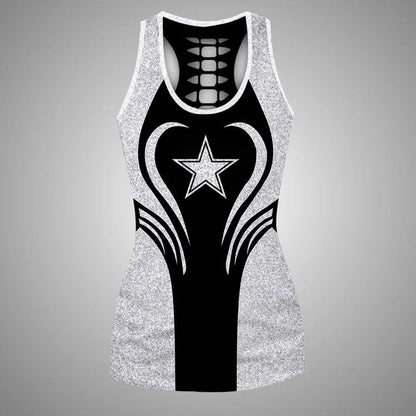 [SPECIAL OFFER] NEW CUSTOMIZED NFL21 DCB DALLAS COWBOYS HOLLOW TANK TOP & LEGGINGS SET
