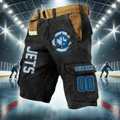 [SUPER SALE] NEW CUSTOMIZED NHL21 WPJ WINNIPEG JETS CARGO SHORTS