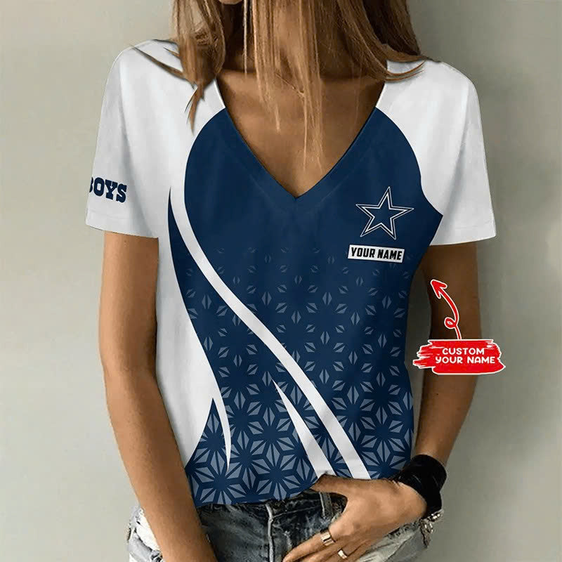 [SPECIAL OFFER] NEW CUSTOMIZED NFL21 DCB DALLAS COWBOYS V-NECK FEMALE SHIRT