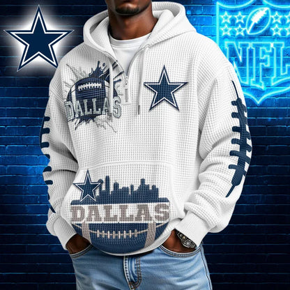 [SPECIAL OFFER] NEW CUSTOMIZED NFL21 DCB DALLAS COWBOYS WAFFLE FULL ZIP HOODIE