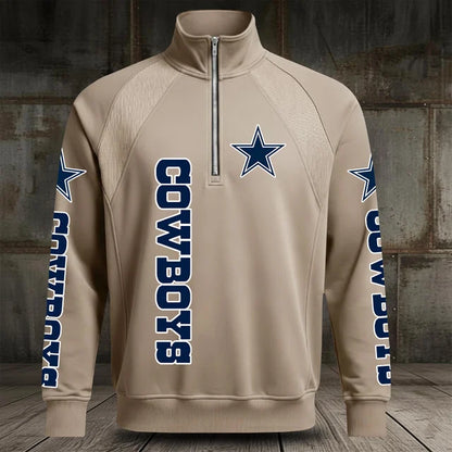 [SPECIAL OFFER] NEW CUSTOMIZED NFL21 DCB DALLAS COWBOYS MEN'S MULTICOLOR QUARTER-ZIP PULLOVER